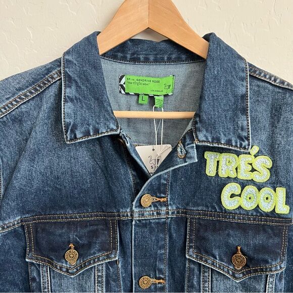 FREE PEOPLE x SANDRINE ROSE Women’s Tres Cool Oversized Denim Jacket Size Large - Picture 6 of 10
